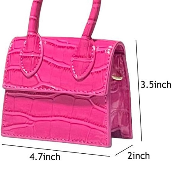 Croco look Mini hot pink cross body bag patent leather look high quality - Picture 5 of 6